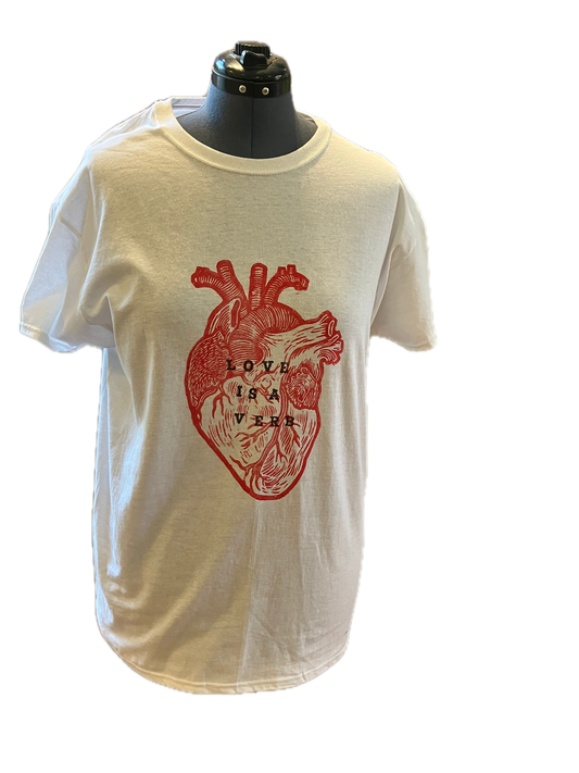 Love is a Verb white T