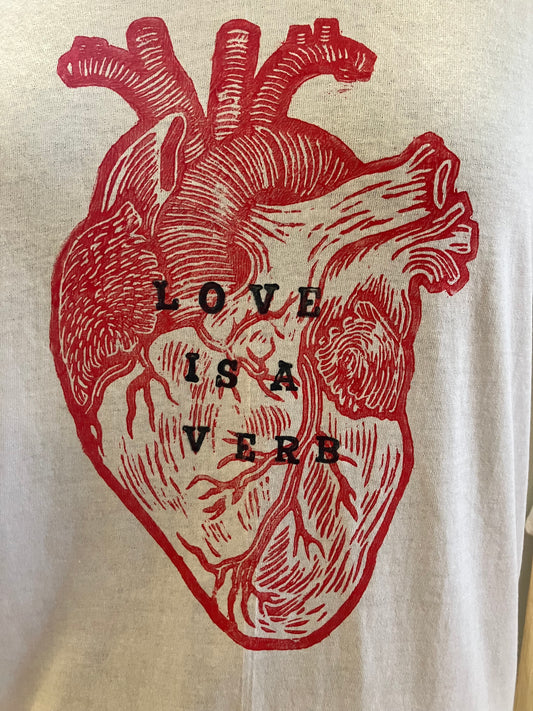 Love is a Verb white T